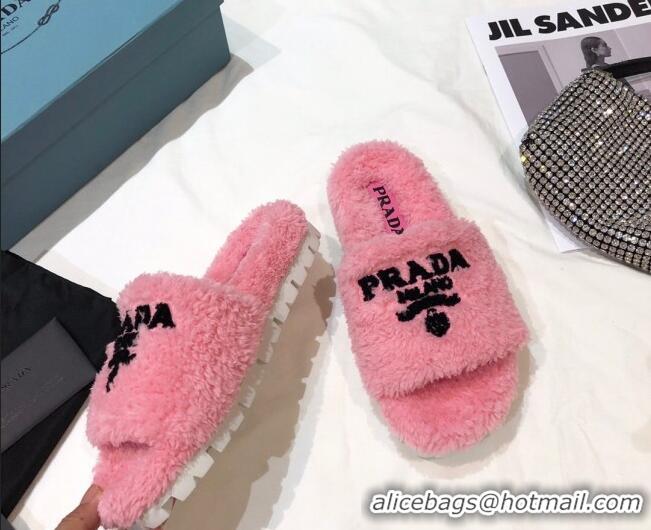 Affordable Price Prada Logo Fur Mules 070625 Pink 2021