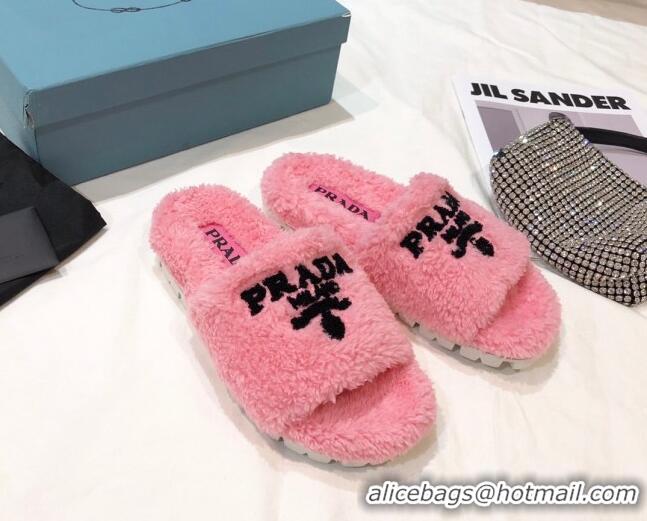 Affordable Price Prada Logo Fur Mules 070625 Pink 2021