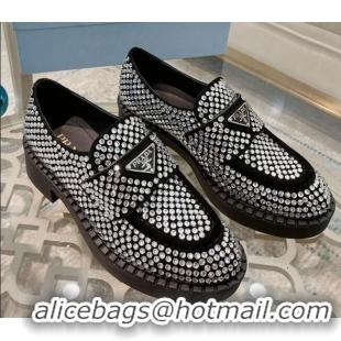 Cute Prada Crystal Allover Loafers 070632 White 2021