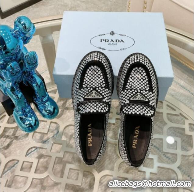 Cute Prada Crystal Allover Loafers 070632 White 2021