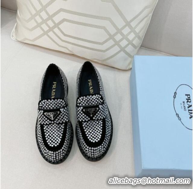 Cute Prada Crystal Allover Loafers 070632 White 2021