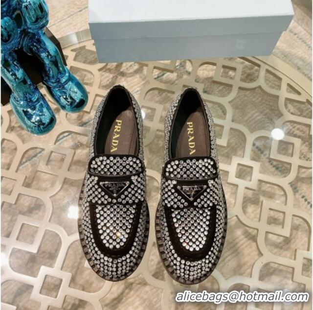 Cute Prada Crystal Allover Loafers 070632 White 2021