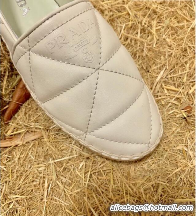 New Design Prada Nappa Lambskin Espadrilles 070890 White 2021