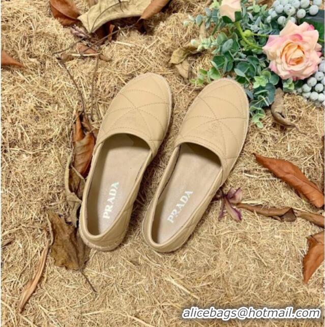 New Design Prada Nappa Lambskin Espadrilles 070890 Beige 2021