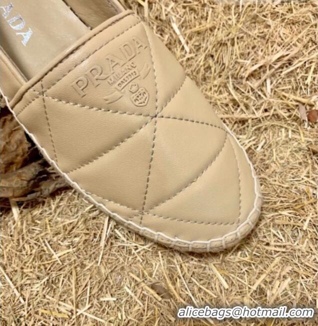 New Design Prada Nappa Lambskin Espadrilles 070890 Beige 2021