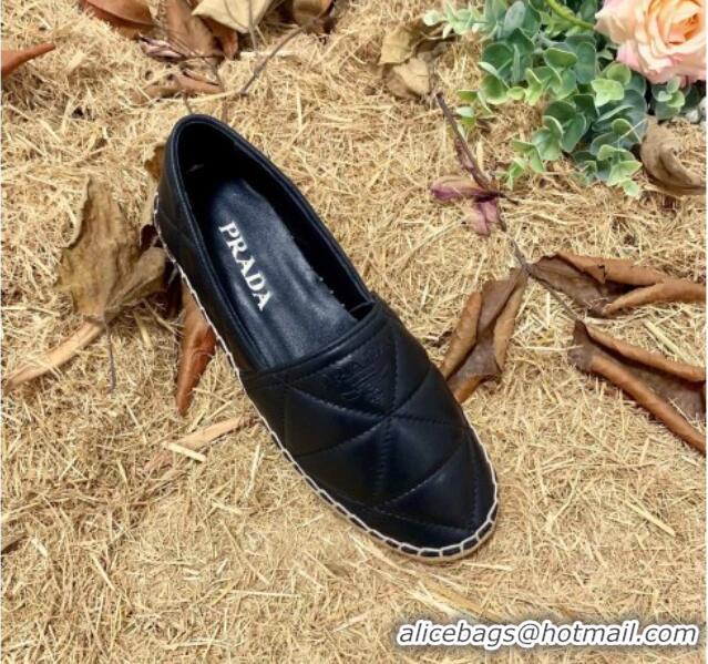 Stylish Prada Nappa Lambskin Espadrilles 070892 Black 2021