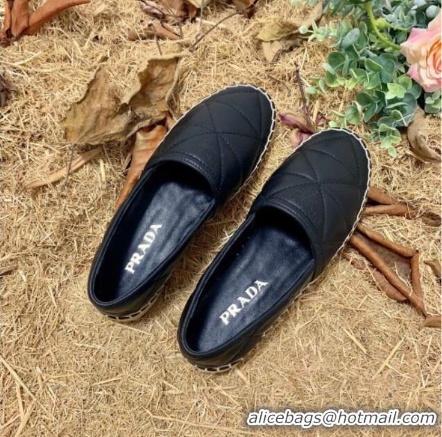 Stylish Prada Nappa Lambskin Espadrilles 070892 Black 2021