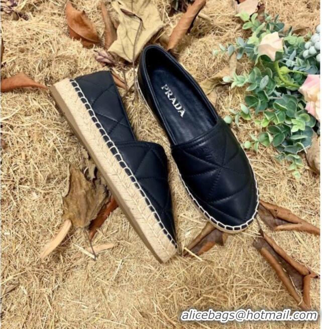 Stylish Prada Nappa Lambskin Espadrilles 070892 Black 2021