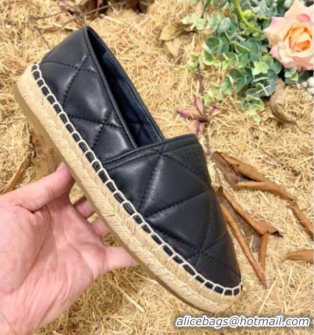 Stylish Prada Nappa Lambskin Espadrilles 070892 Black 2021