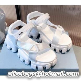 Good Quality Prada Sporty Woven Nylon Tape Sandals 071270 White 2021