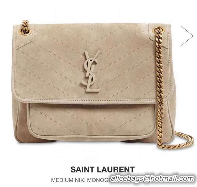 Discount Yves Saint Laurent ENVELOPE MEDIUM BAG IN QUILTED SUEDE Y498004 cream