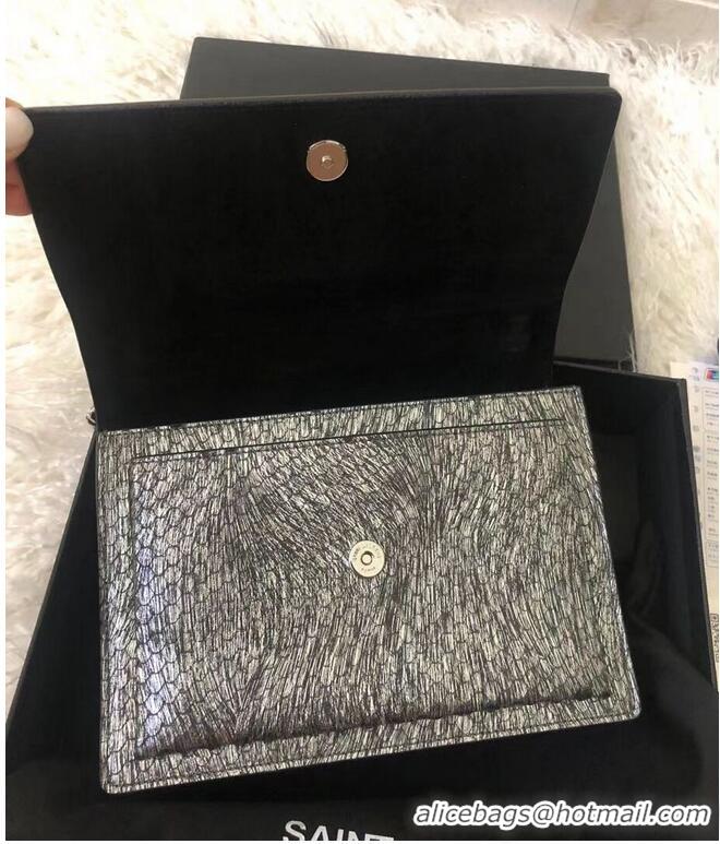 Good Product Yves Saint Laurent SUNSET SMALL CHAIN BAG IN SHINY SCALE-EMBOSSED LEATHER Y544296 Silver