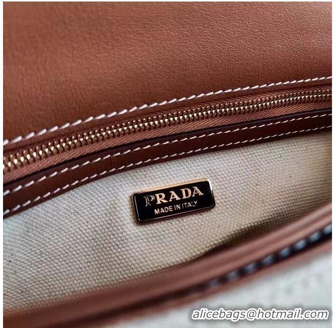 Famous Brand Prada Nappa Leather shoulder bag 1AD257 Brown