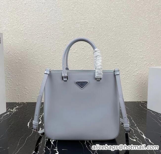 New Product Prada brushed leather tote 1BA330 Light Grey