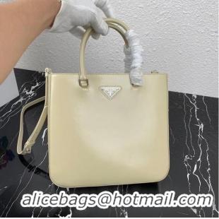 Buy Discount Prada brushed leather tote 1BA330 Biscuits