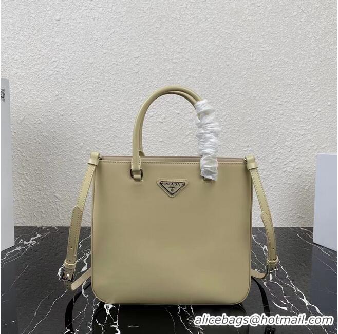 Buy Discount Prada brushed leather tote 1BA330 Biscuits