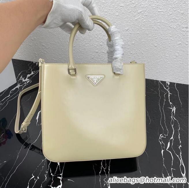 Buy Discount Prada brushed leather tote 1BA330 Biscuits