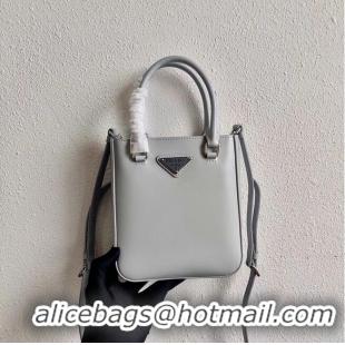 Market Sells Prada Small brushed leather tote 1AD331 light grey