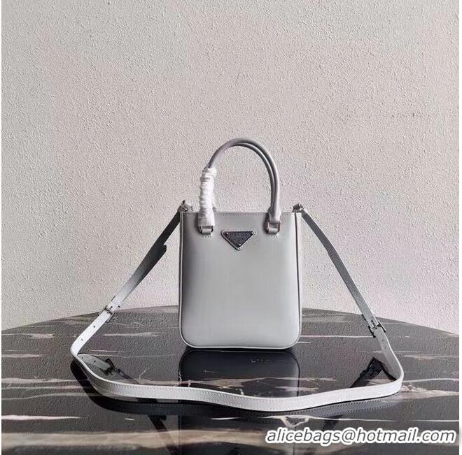 Market Sells Prada Small brushed leather tote 1AD331 light grey