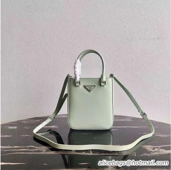 Inexpensive Prada Small brushed leather tote 1AD331 light green