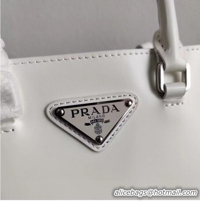 Discount Prada Small brushed leather tote 1AD331 white