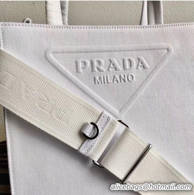 Inexpensive Prada Drill tote bag 1BG382 white