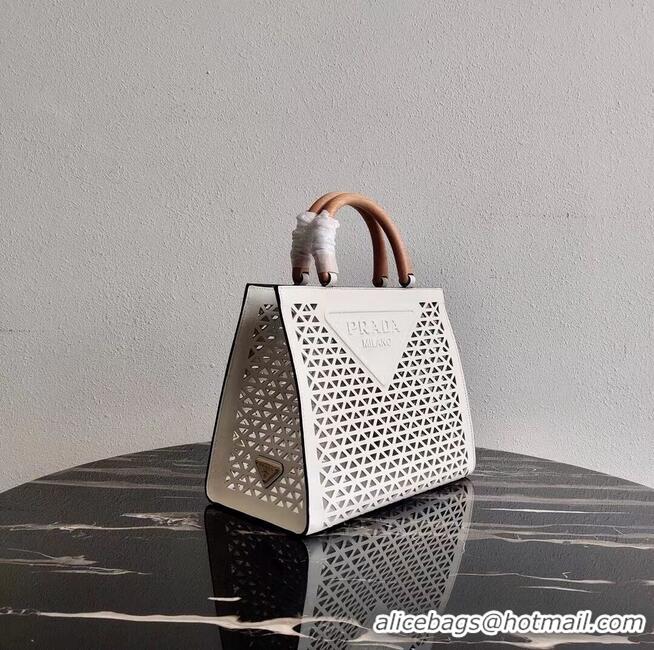 Buy Classic Prada leather tote bag 1AG405 white