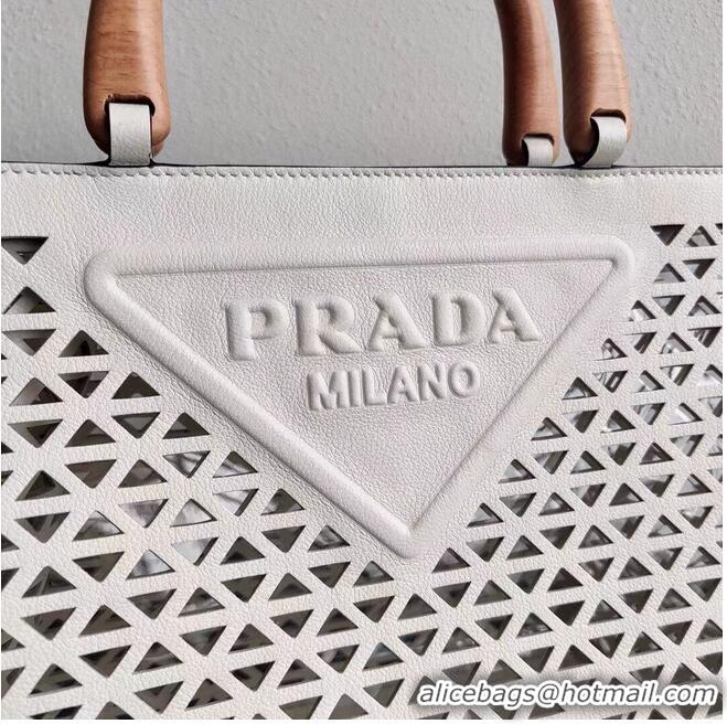 Buy Classic Prada leather tote bag 1AG405 white