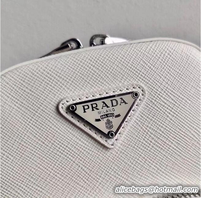 Cheap Price Prada Brushed leather shoulder bag 1BH183 white