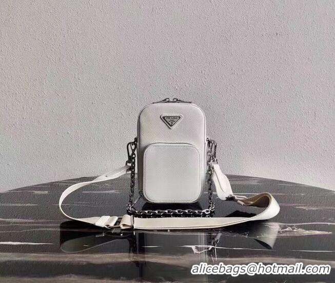 Cheap Price Prada Brushed leather shoulder bag 1BH183 white