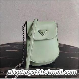 Buy Cheap Prada Brushed leather mini-bag 1BH185 light green