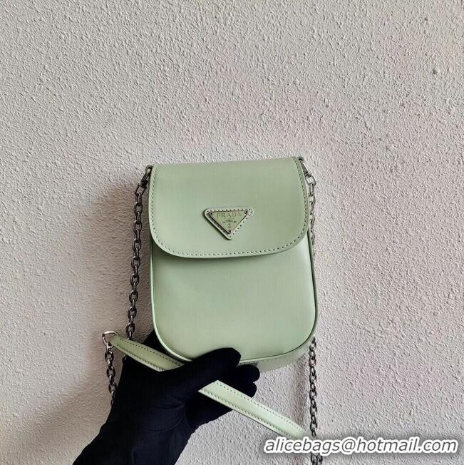 Buy Cheap Prada Brushed leather mini-bag 1BH185 light green