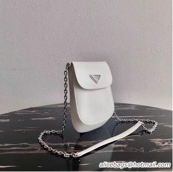 Classic Discount Prada Brushed leather mini-bag 1BH185 white