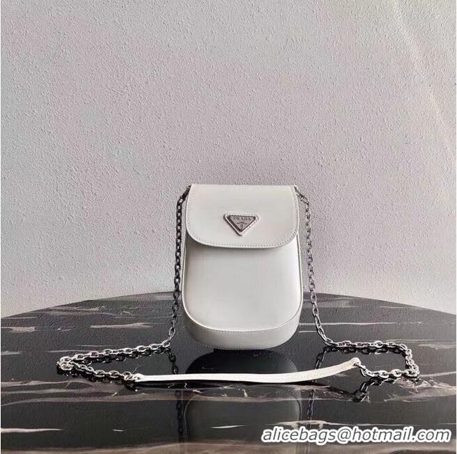 Classic Discount Prada Brushed leather mini-bag 1BH185 white