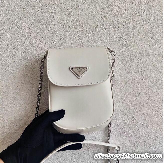 Classic Discount Prada Brushed leather mini-bag 1BH185 white