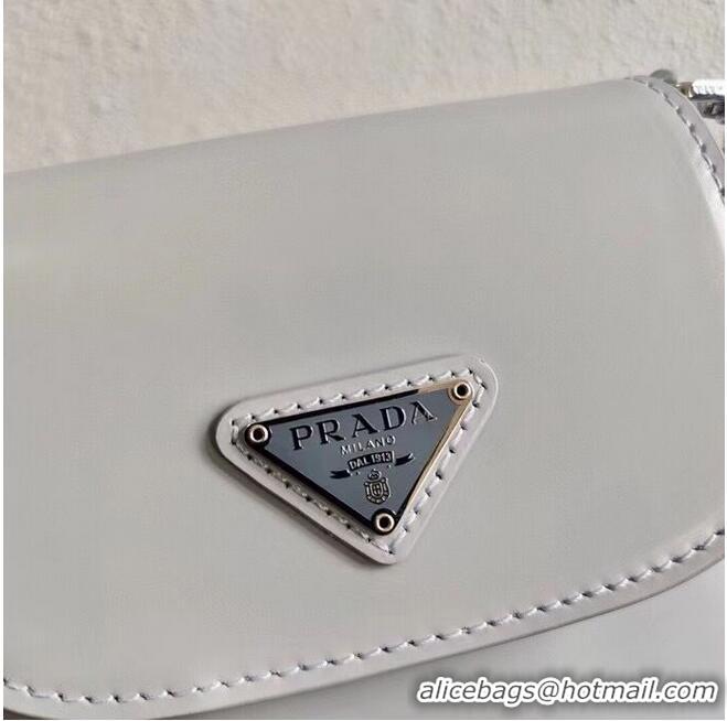 Elegant Grade Prada Brushed leather mini-bag 1BH185 light grey