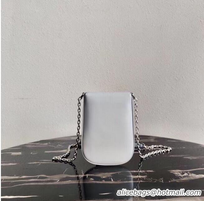 Elegant Grade Prada Brushed leather mini-bag 1BH185 light grey