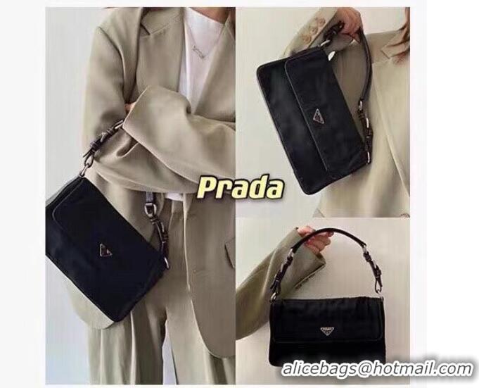 Shop Refined Prada Brushed leather small bag 2AD138 black