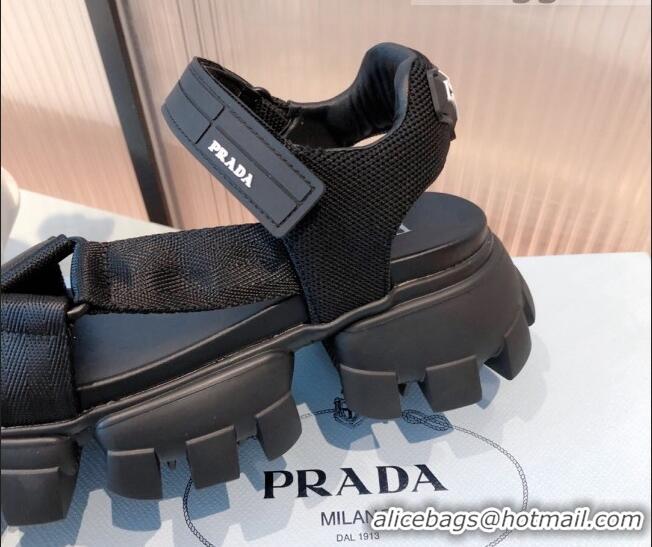 Top Quality Prada Sporty Woven Nylon Tape Sandals 071271 Black 