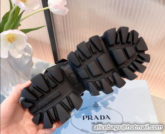 Top Quality Prada Sporty Woven Nylon Tape Sandals 071271 Black 