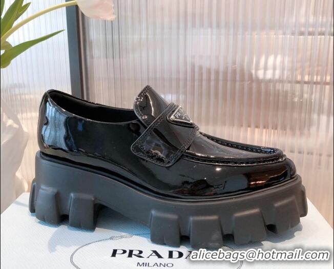 Good Product Prada Monolith Brushed Leather Pointed Loafers 071274 Black 2021