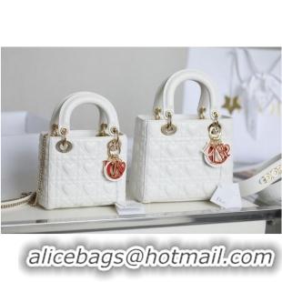 Most Popular LADY DIOR MY ABCDIOR BAG Cannage Heart Original Lambskin Bag M0539O White