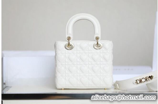 Most Popular LADY DIOR MY ABCDIOR BAG Cannage Heart Original Lambskin Bag M0539O White