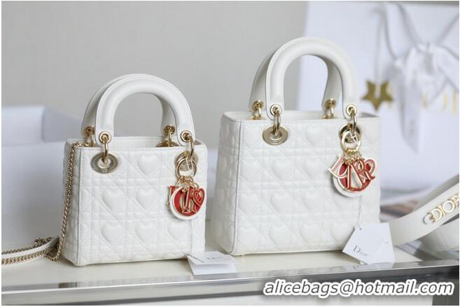 Most Popular LADY DIOR MY ABCDIOR BAG Cannage Heart Original Lambskin Bag M0539O White