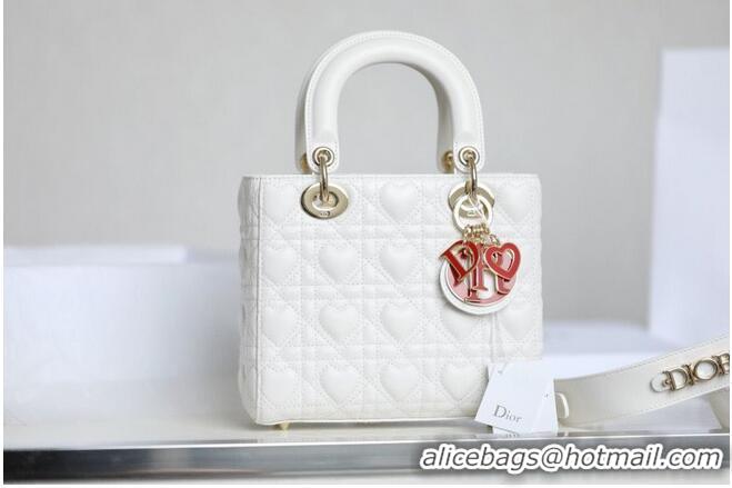 Most Popular LADY DIOR MY ABCDIOR BAG Cannage Heart Original Lambskin Bag M0539O White