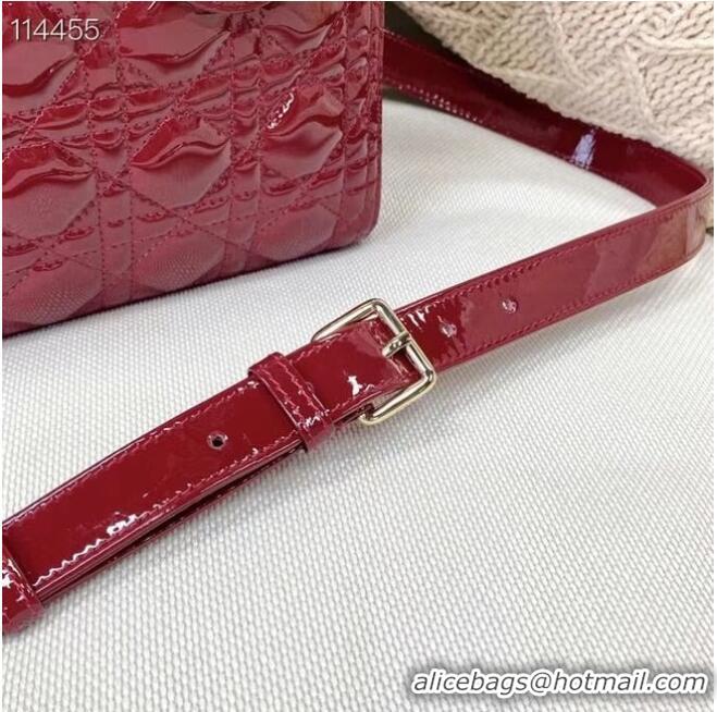 Low Cost MEDIUM LADY DIOR BAG Cherry Red Patent Cannage Calfskin M0565OW