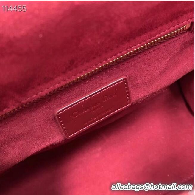 Low Cost MEDIUM LADY DIOR BAG Cherry Red Patent Cannage Calfskin M0565OW