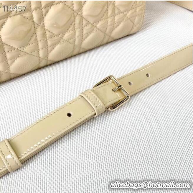 Buy Discount MEDIUM LADY DIOR BAG Beige Patent Cannage Calfskin M0565OW