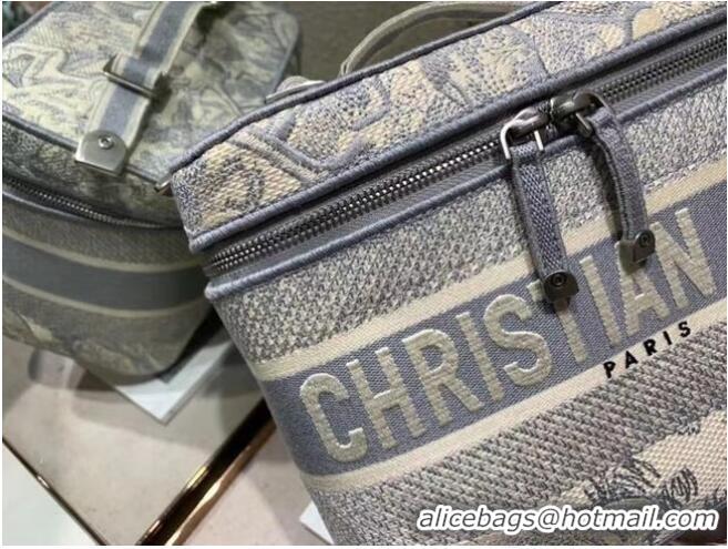 New Style DIOR DIORTRAVEL VANITY CASE grey Dior Oblique Embroidery S5480VR