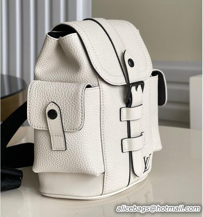 Top Grade Louis Vuitton Christopher XS Backpack Taurillon Leather M58495 White